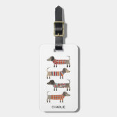 Dachshund Sause Dog Aangepaste naam Bagagelabel (Voorkant verticaal)