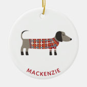 Dachshund Sause Dog Aangepaste naam Keramisch Ornament (Voorkant)