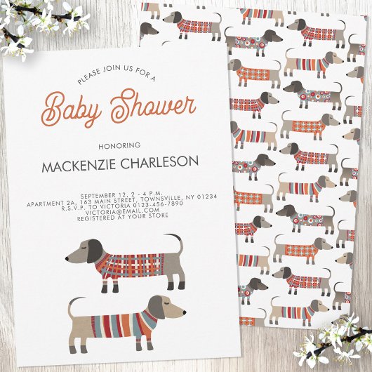 Dachshund Sause Dog Baby shower Kaart