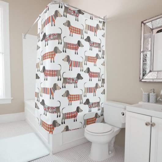 Dachshund Sause Dog Douchegordijn (In situ)