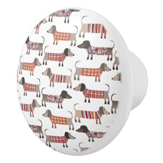 Dachshund Sause Dog Keramische Knop (Rechts)