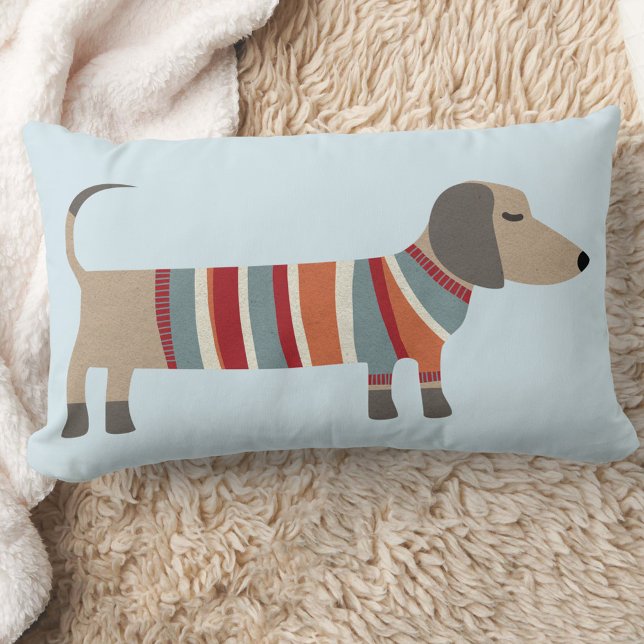 Dachshund Sause Dog Kussen (Fun Dachshund Wiener Sausage Dog lumbar pillow)