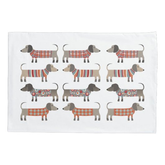 Dachshund Sause Dog Kussensloop (Achterkant-Links)