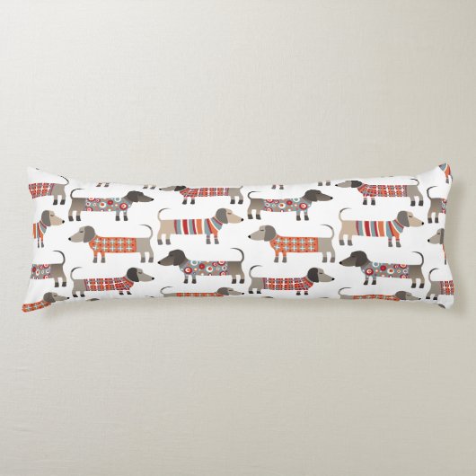 Dachshund Sause Dog Lichaamskussen (Voorkant)