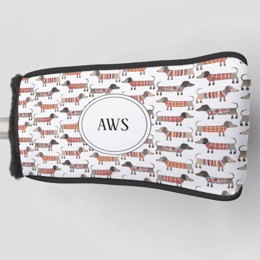 Dachshund Sause Dog Monogram Golfheadcover (Voorkant)
