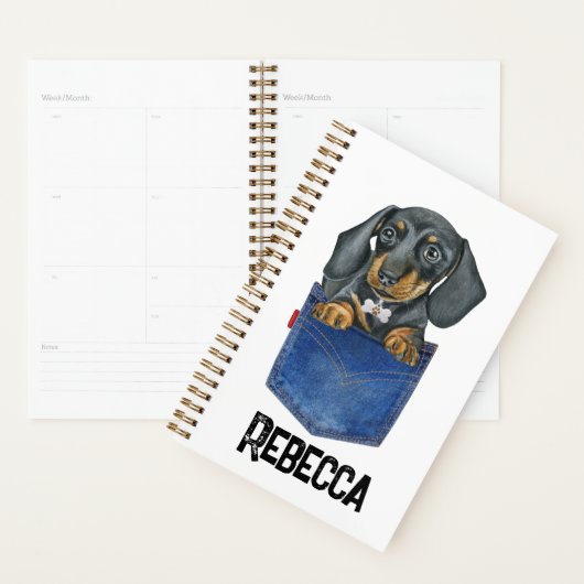 Dachshund Sause Dog Personalized Planner Diary (Display)