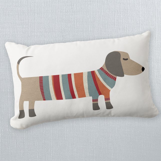 Dachshund Sause Dog Sierkussen Kussen (Fun Dachshund Wiener Sausage Dog lumbar pillow)