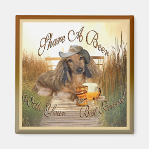 Dachshund Shares A Beer Magnet Magneet