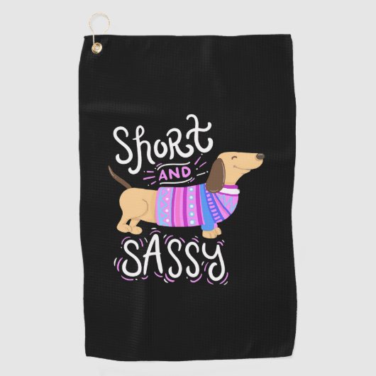 Dachshund Short en Sassy Golfhanddoek (Voorkant)