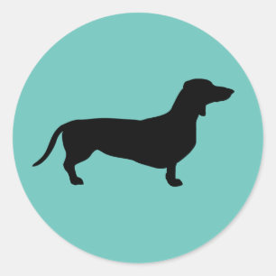 Dachshund Short Hair - Silhouette 1 Ronde Sticker