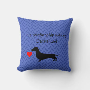 Dachshund Silhouet Blauw Sierkussen