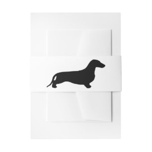 Dachshund silhouet zwart + jouw ideeën uitnodigingen wikkel