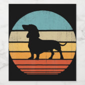 Dachshund Silhouette 60s 70s Gifts Hondenliefhebbe Wijn Etiket (Enkel label)