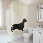 Dachshund silhouette black + jouw ideeën douchegordijn (In situ)
