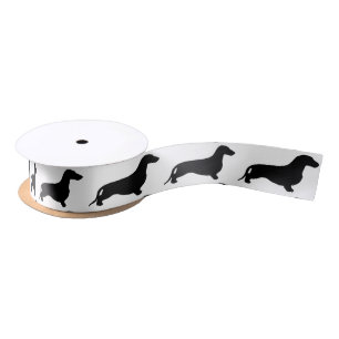 Dachshund silhouette black + jouw ideeën lint
