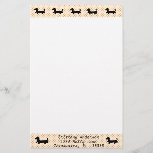 Dachshund Silhouette Briefpapier schrijfpapier (Voorkant)