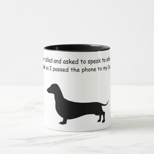 Dachshund Silhouette Funny Café Mug (Centre)