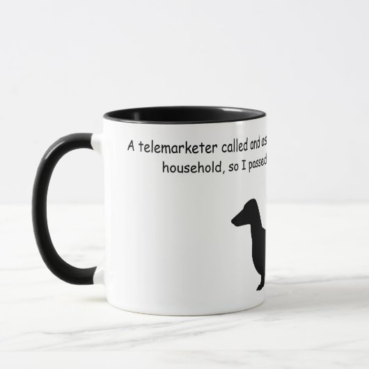 Dachshund Silhouette Funny Café Mug (Gauche)