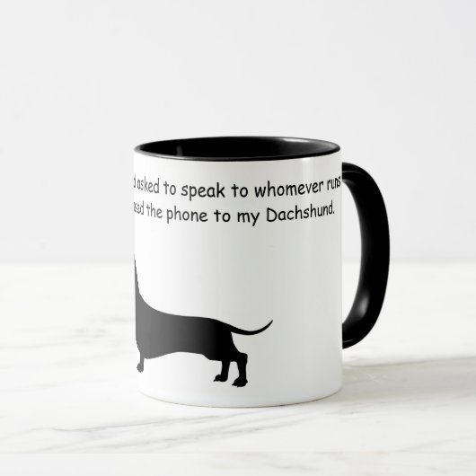 Dachshund Silhouette Funny Café Mug (Devant droit)