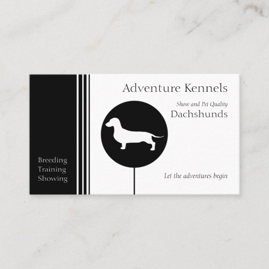 Dachshund Silhouette Modern Black White Visitekaartje (Voorkant)