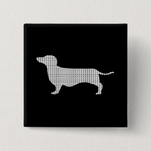 Dachshund Silhouette uit Velen Vierkante Button 5,1 Cm