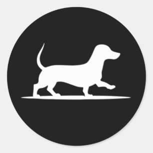 Dachshund Silhouette - wandelhond Ronde Sticker