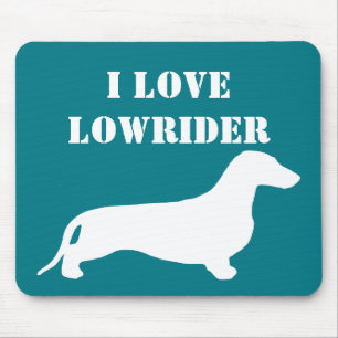 Dachshund silhouette white + jouw ideeën muismat