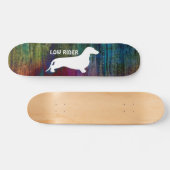 Dachshund silhouette white + jouw ideeën skateboard (Horizontaal)
