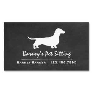 Dachshund Silhouette Wiener Dog Chalkboard Style Visitekaartje Magneet