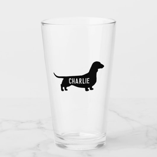 Dachshund Silhouette Wiener Dog Persoonlijk Glas (Voorkant)