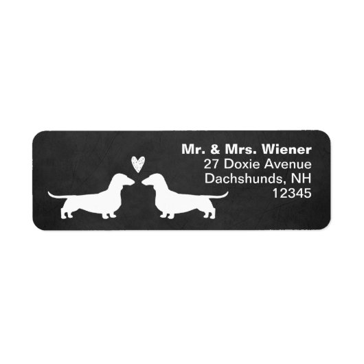 Dachshund Silhouetten met Hart Wiener Honden Etiket (Voorkant)