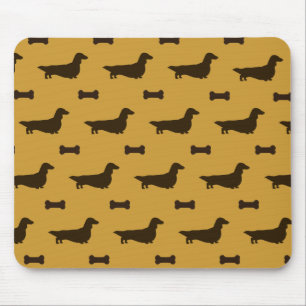Dachshund Silhouetten Patroon (Langharige Dachshon Muismat