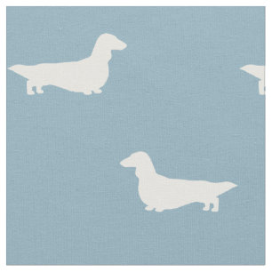 Dachshund Silhouettes Blue en White Stof