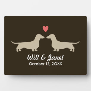 Dachshund Silhouettes met hart en tekst Fotoplaat