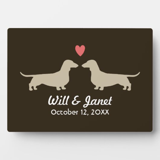 Dachshund Silhouettes met hart en tekst Fotoplaat (voorkant)