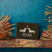 Dachshund Silhouettes met hart en tekst Fotoplaat (Zijkant)