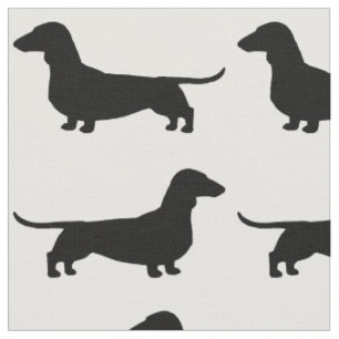 Dachshund Silhouettes Pattern Black and White Stof