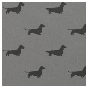 Dachshund Silhouettes   Wiener Dogs Black en Grey Stof