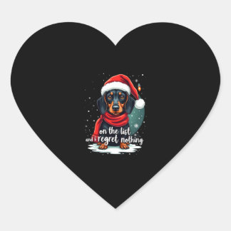 Dachshund Sinterklaas op de Stoute Lijst Dachshund Hart Sticker