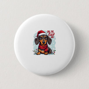 Dachshund Sinterklaas op de stoute lijst Dachshund Ronde Button 5,7 Cm