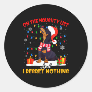 Dachshund Sinterklaas op de Stoute Lijst Dachshund Ronde Sticker