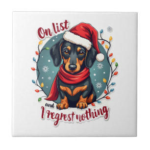 Dachshund Sinterklaas op de Stoute Lijst Dachshund Tegeltje