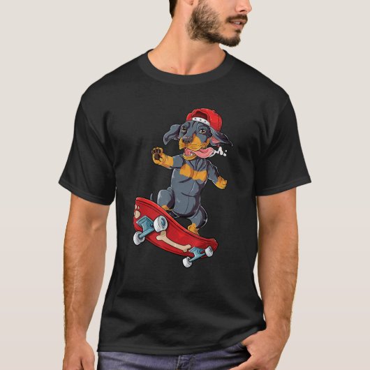Dachshund Skateboard  Wiener Dog Funny Skateboardi T-shirt (Voorkant)
