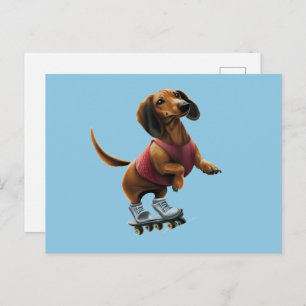 Dachshund Skateboarding Briefkaart