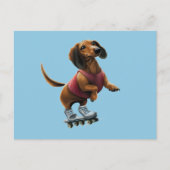 Dachshund Skateboarding Briefkaart (Voorkant)
