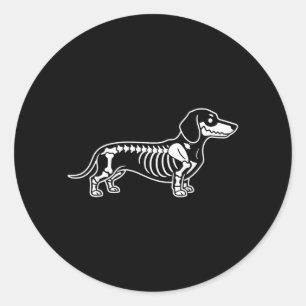 Dachshund Skelet Halloween Worst Sausage Dog Ronde Sticker