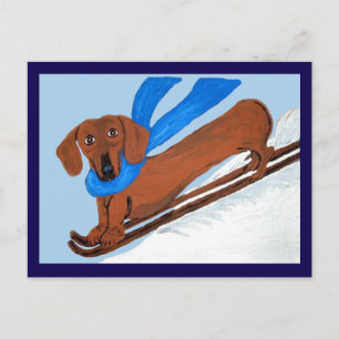 Dachshund Skiën Briefkaart