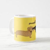 Dachshund Smooch Wiener Dogs Kiss Cute Cartoon Koffiemok (Voorkant links)