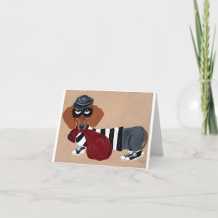 Dachshund Snoepdief Inbreker Feestdagen Kaart