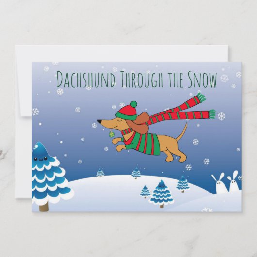 Dachshund Snow Matte 5 x 7 inch, White Envelope In Feestdagenkaart (Voorkant)